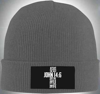 Christian Bible Verse Jesus the Way John 14：6 Beanie Hat Women Knitted Hat Skull Cap Men Knit Slouchy Hat Black