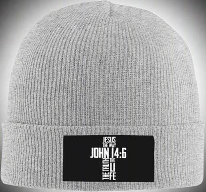 Christian Bible Verse Jesus the Way John 14：6 Beanie Hat Women Knitted Hat Skull Cap Men Knit Slouchy Hat Black